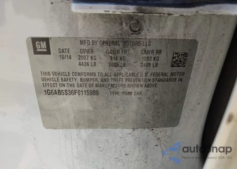 2015 Cadillac Ats Luxury from USA, damaged, VIN 1G6AB5S36F0115989